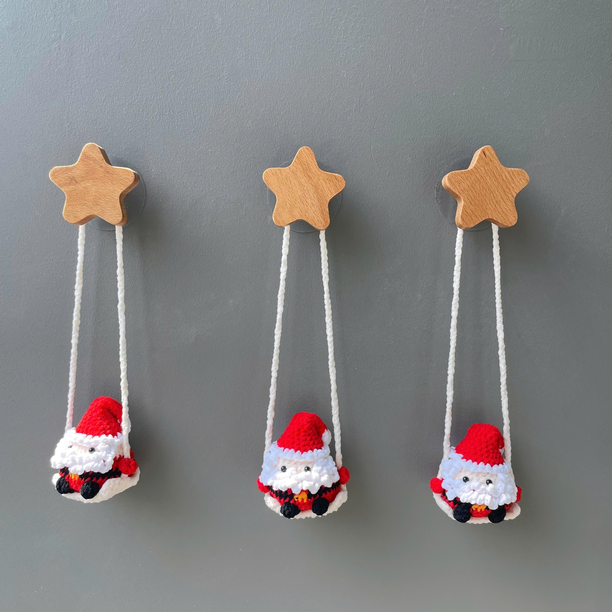 Handmade Crochet Christmas Santa Car Hanging