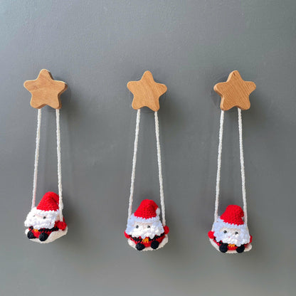 Handmade Crochet Christmas Santa Car Hanging