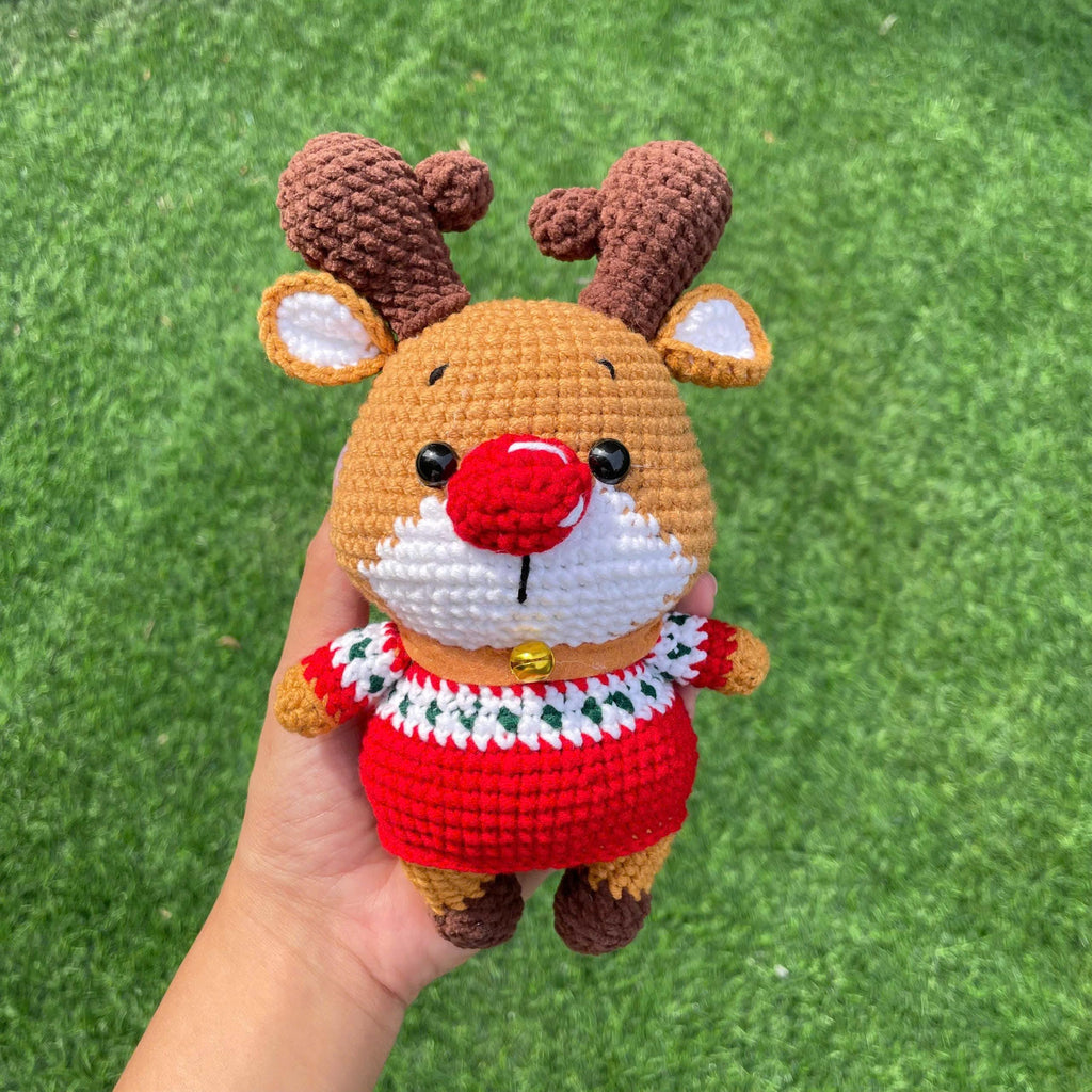 Handmade Crochet Christmas Reindeer Plush
