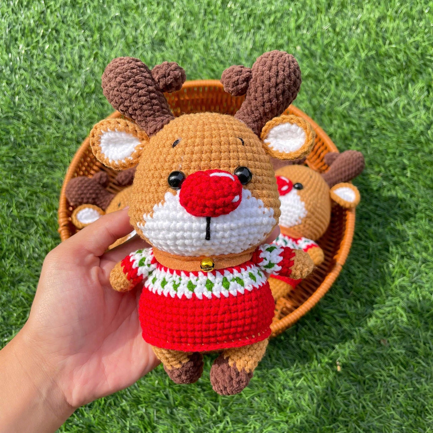 Handmade Crochet Christmas Reindeer Plush