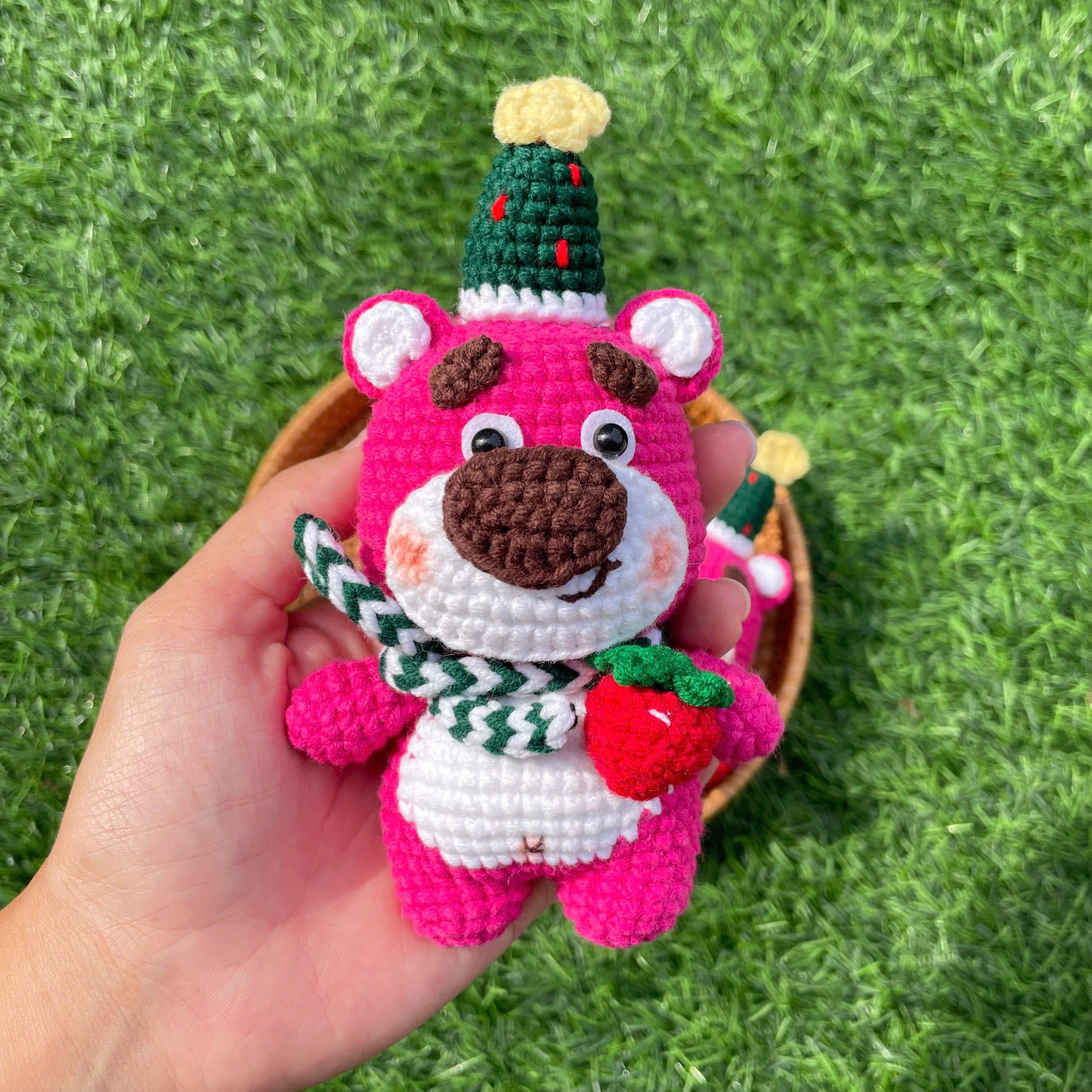 Handmade Crochet Christmas Lotso Plush Keychain