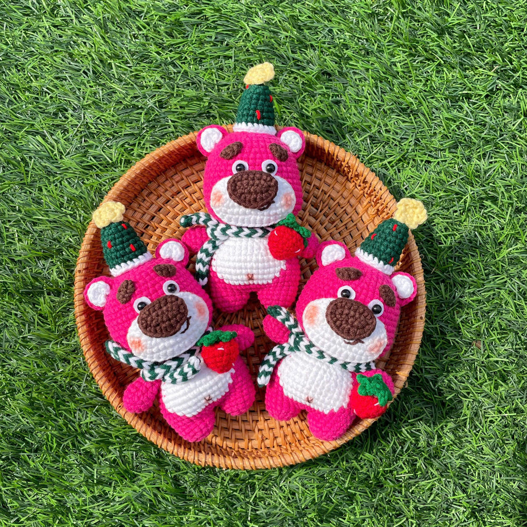 Handmade Crochet Christmas Lotso Plush Keychain