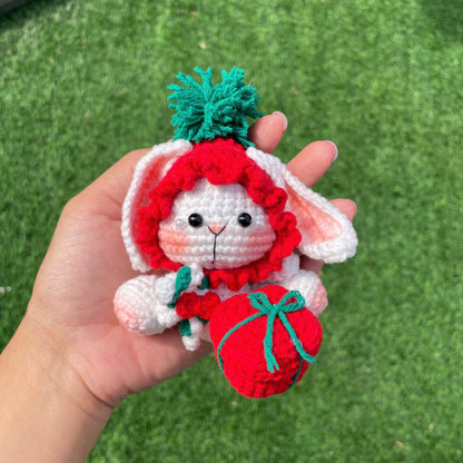 Handmade Crochet Christmas Bunny Rabbit Plush
