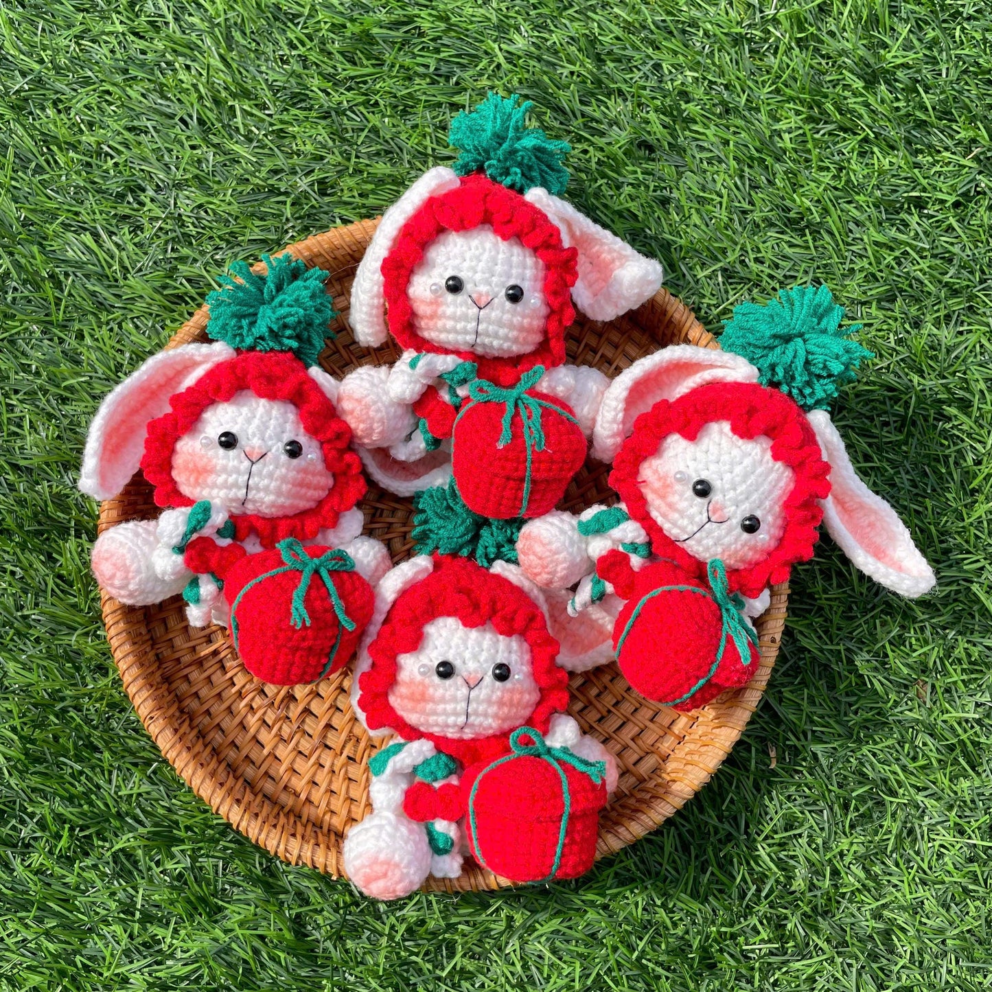 Handmade Crochet Christmas Bunny Rabbit Plush