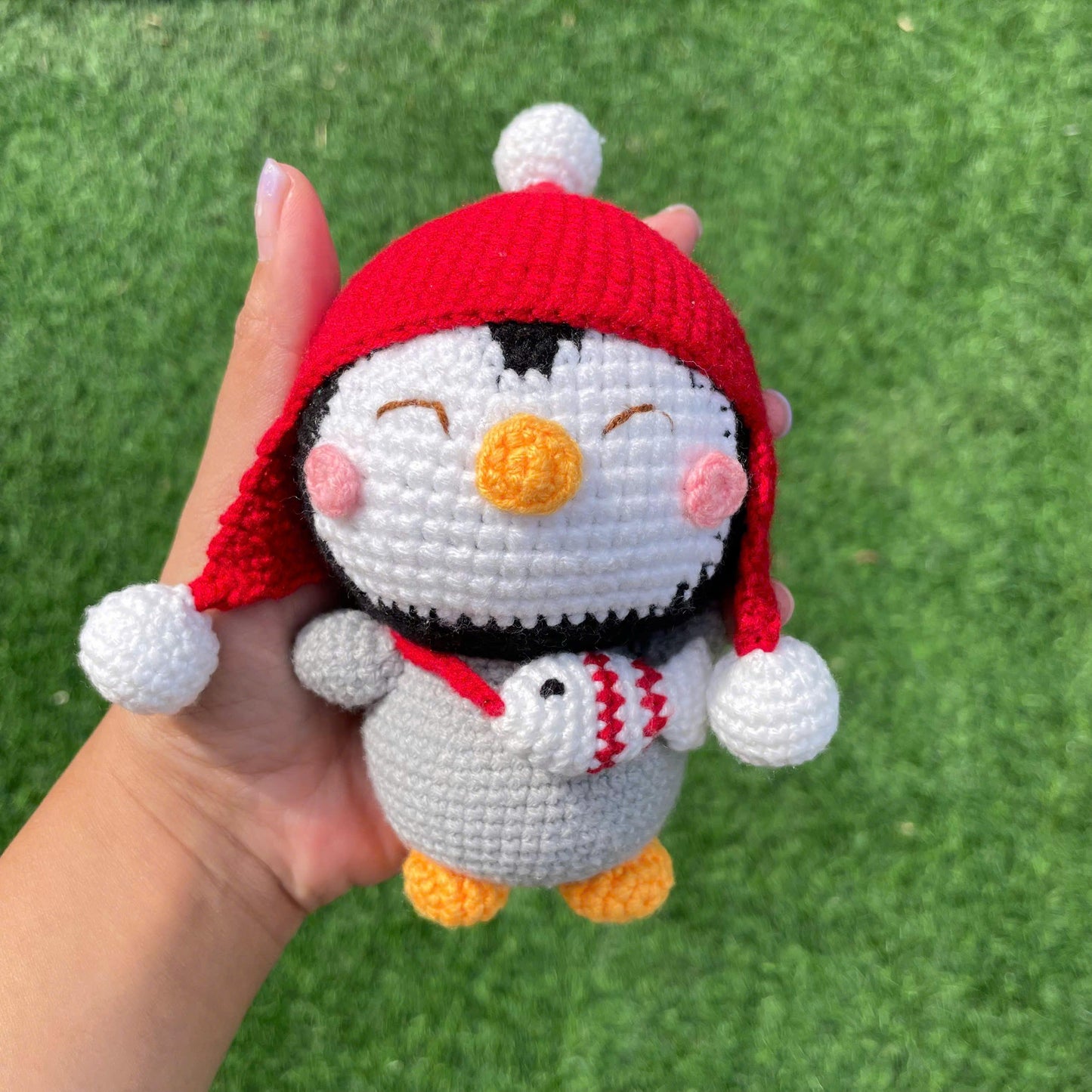 Handmade Crochet Christmas Penguin Plush