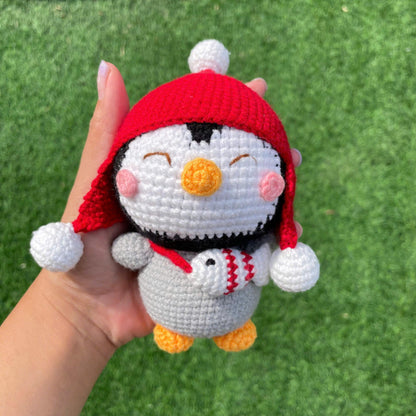 Handmade Crochet Christmas Penguin Plush