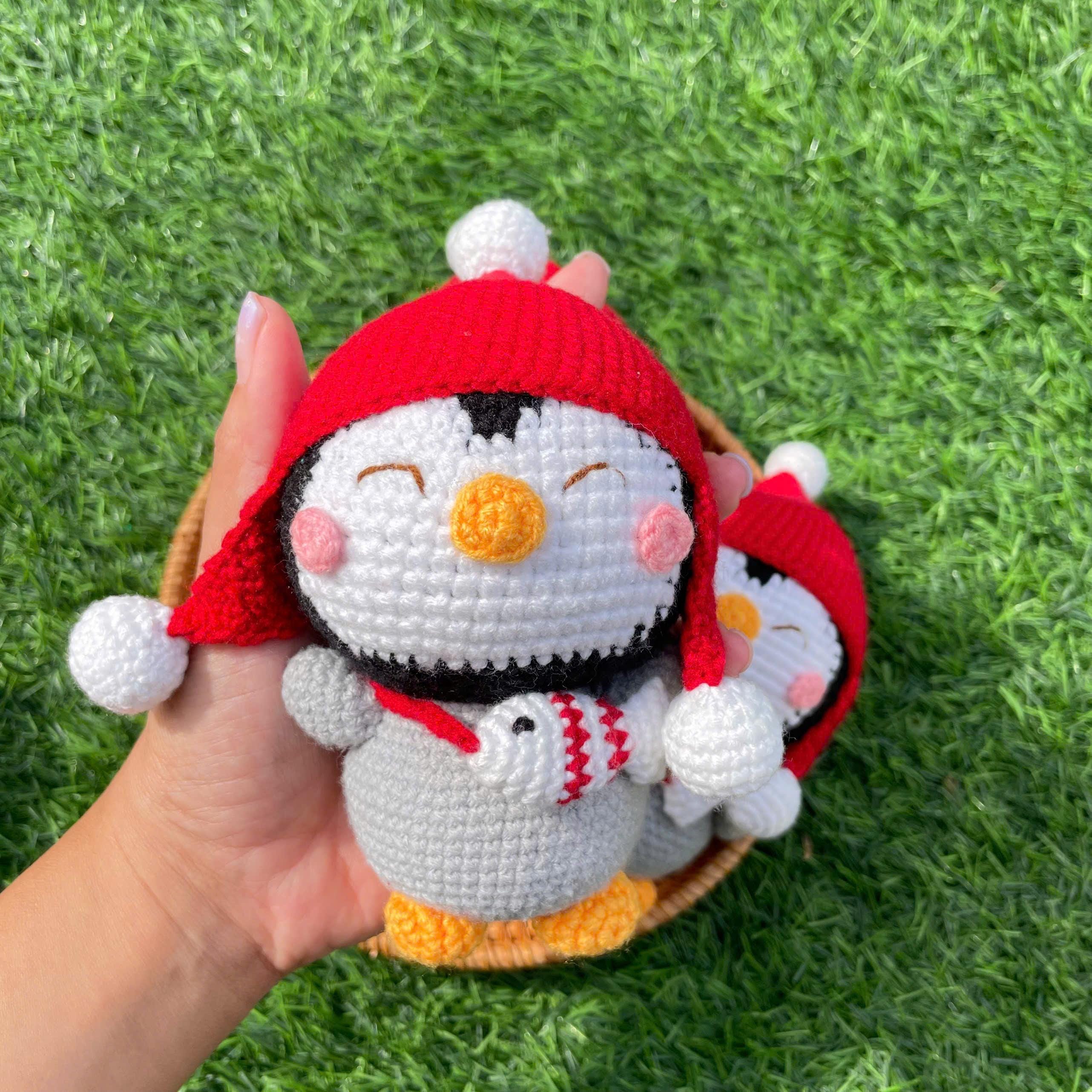 Handmade Crochet Christmas Penguin Plush