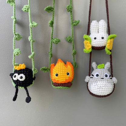 Handmade Crochet Ghibli Calcifer Car Hanging