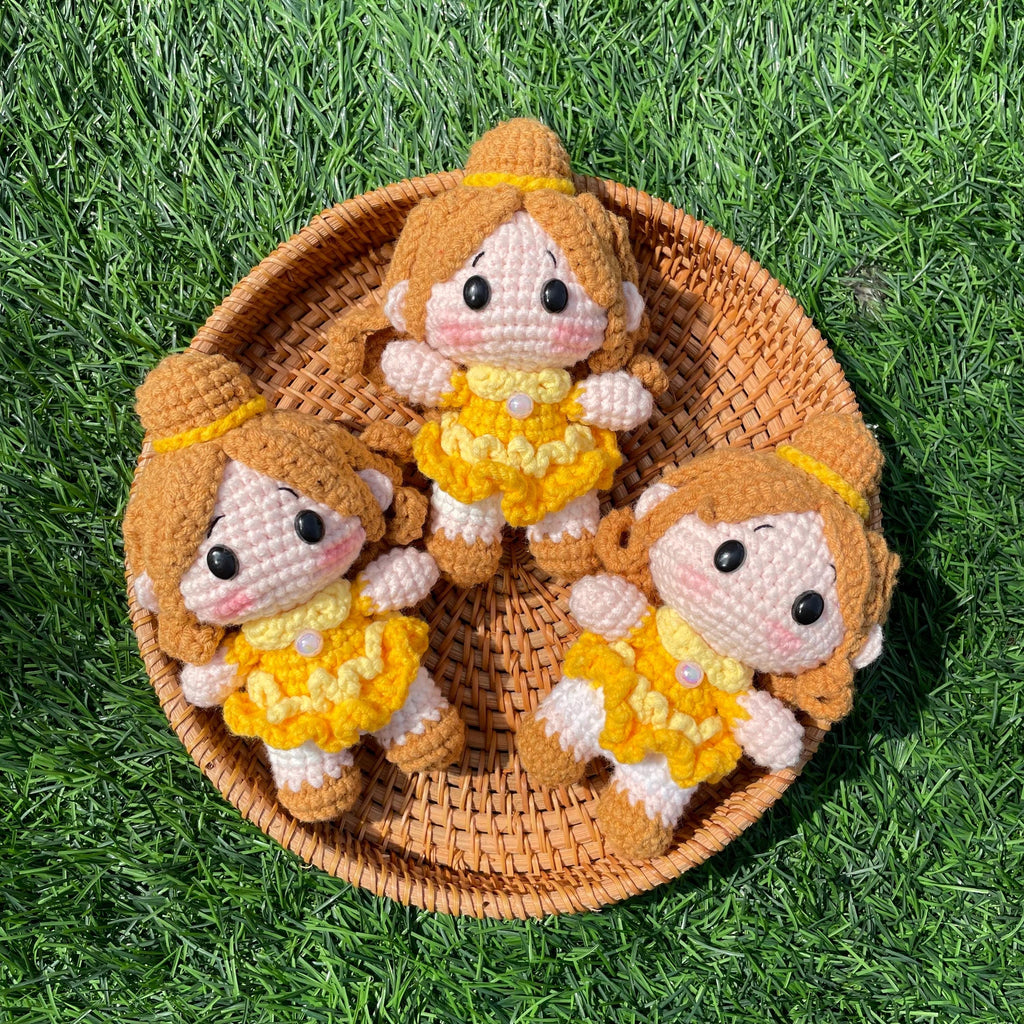 Handmade Crochet Beauty and the Beast Belle Princess Keychain