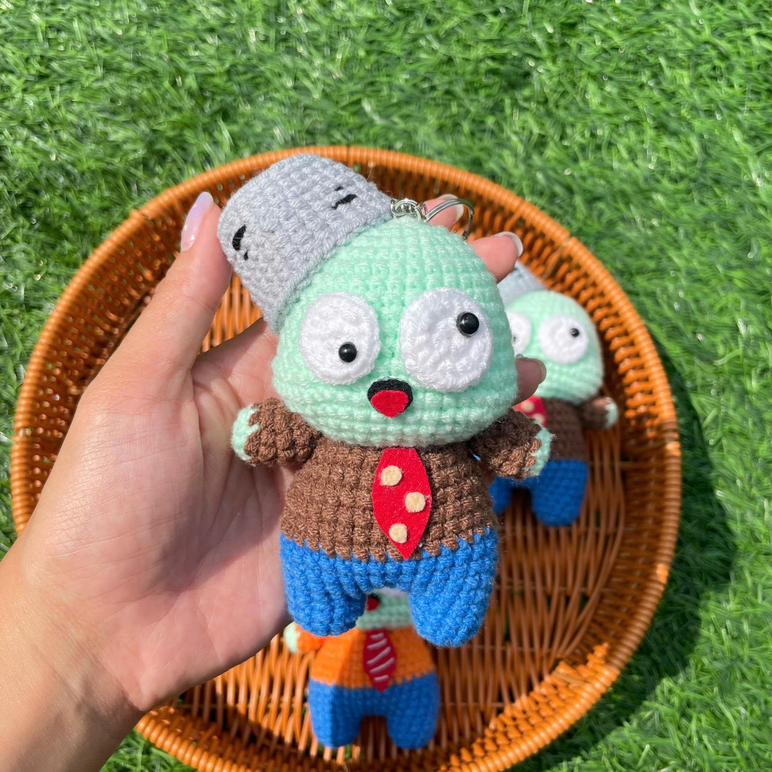 Handmade Crochet Zombie Keychain