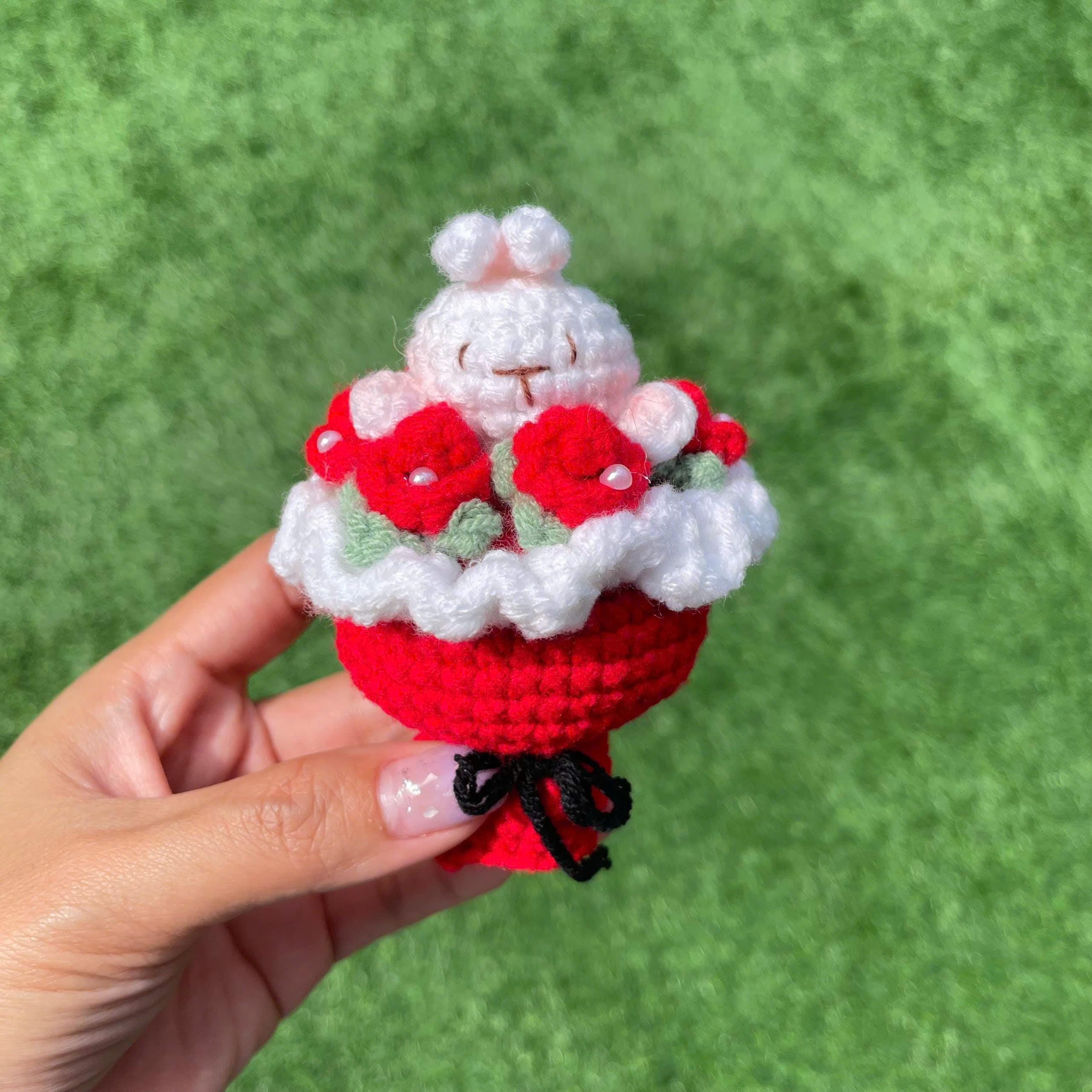 Handmade Crochet Flower Bouquet Keychain