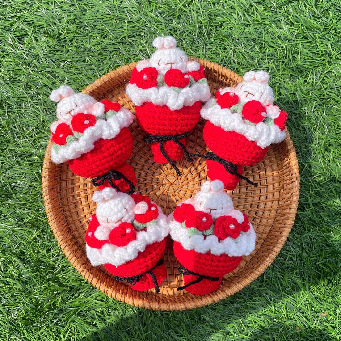 Handmade Crochet Flower Bouquet Keychain