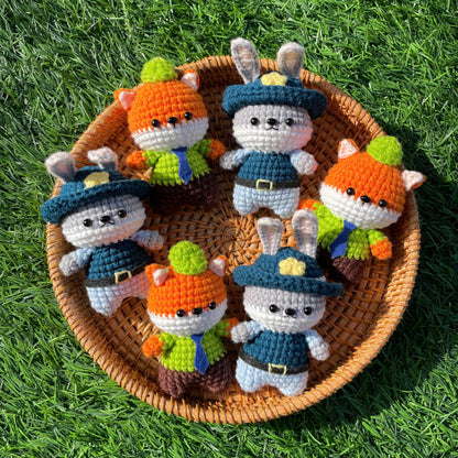 Handmade Crochet Zootopia Nick & Judy Keychain