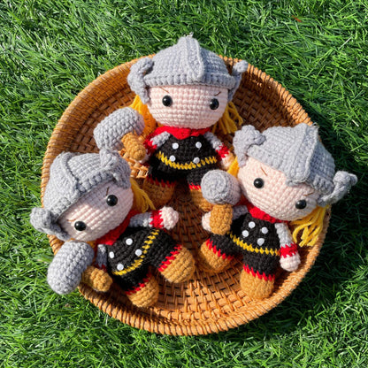 Handmade Crochet Thor Superhero Keychain