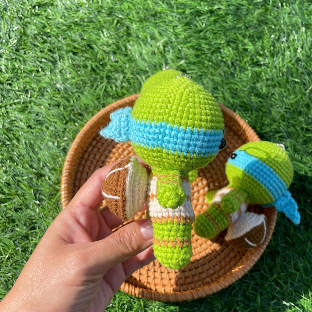 Handmade Crochet Ninja Turtle Superhero Keychain