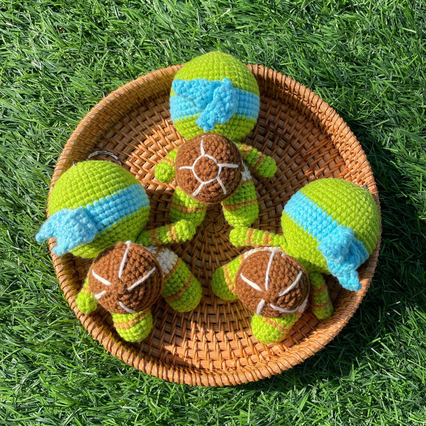 Handmade Crochet Ninja Turtle Superhero Keychain