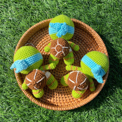 Handmade Crochet Ninja Turtle Superhero Keychain