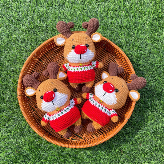 Handmade Crochet Christmas Reindeer Plush