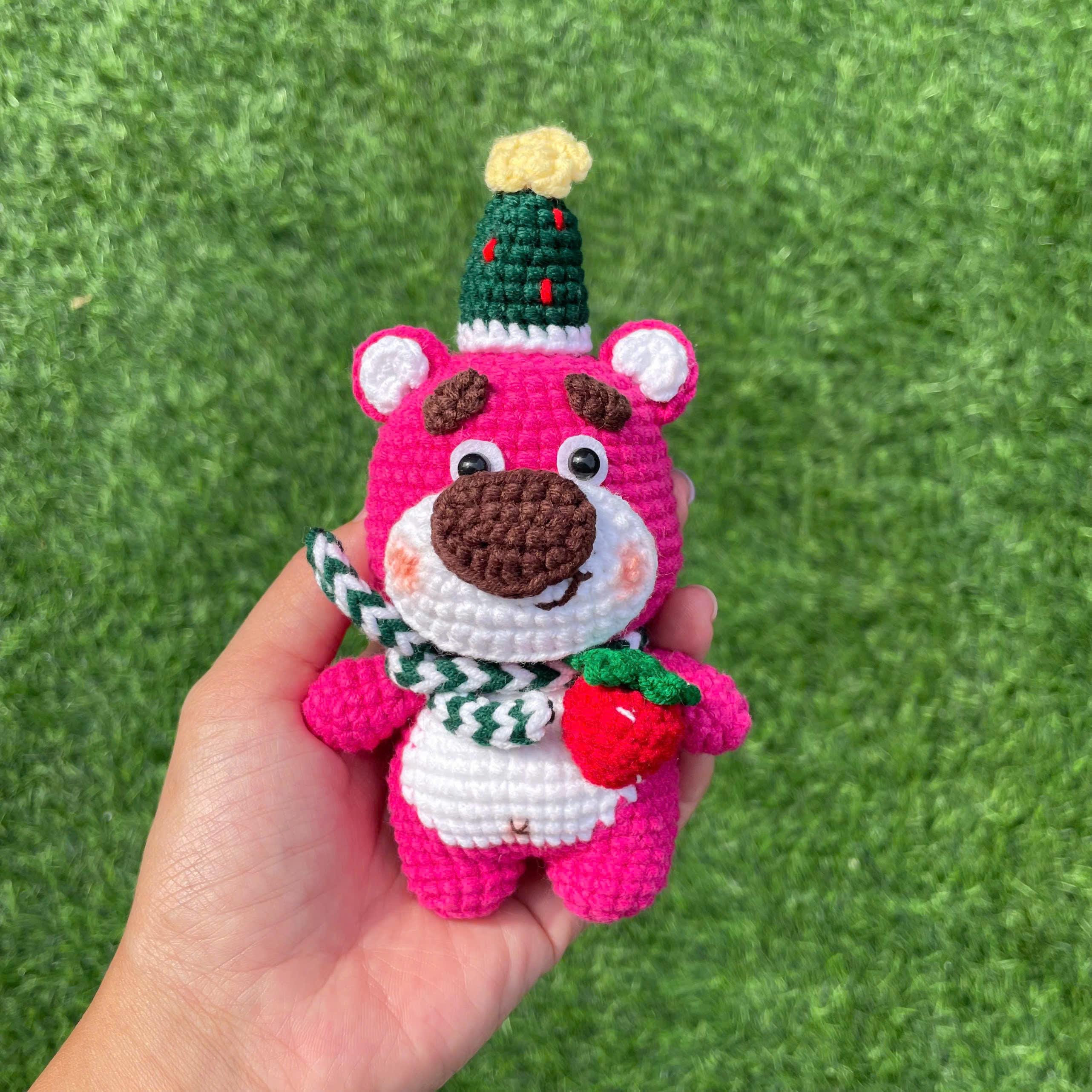 Handmade Crochet Christmas Lotso Plush Keychain