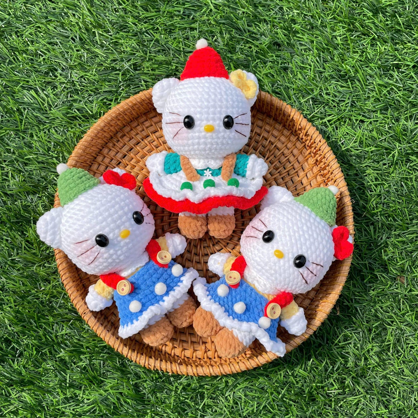 Handmade Crochet Christmas Hello Kitty Plush