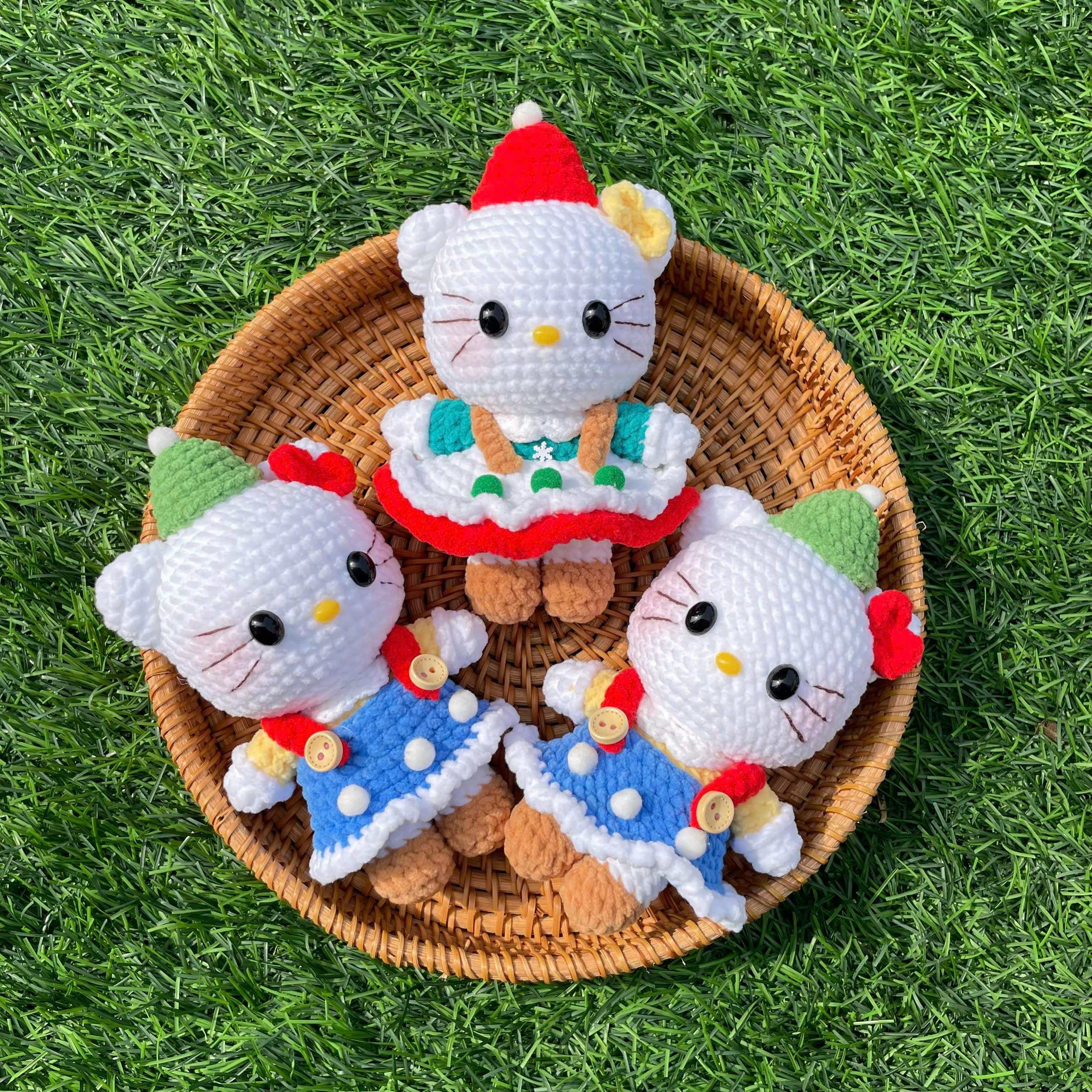 Handmade Crochet Christmas Hello Kitty Plush