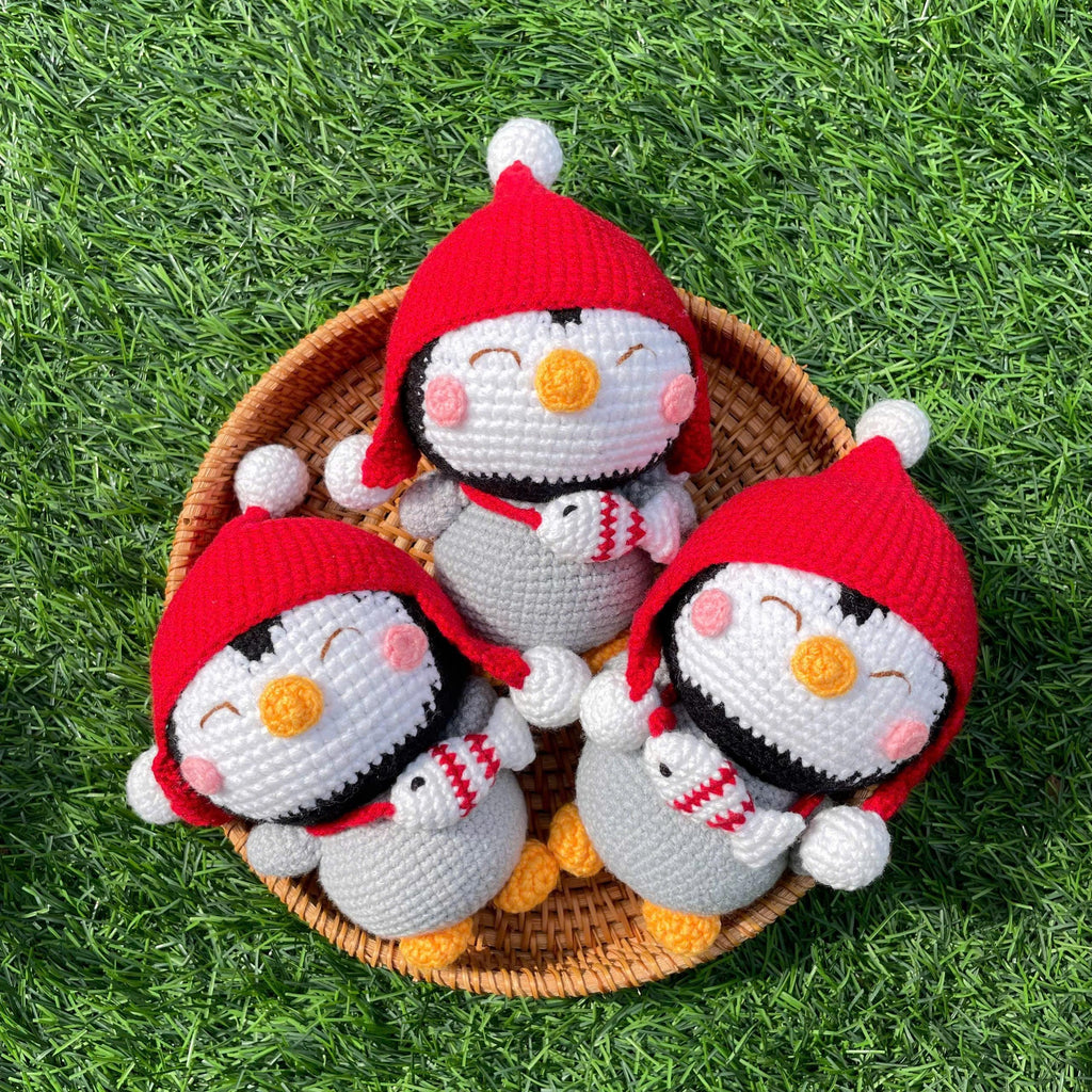 Handmade Crochet Christmas Penguin Plush