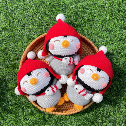 Handmade Crochet Christmas Penguin Plush