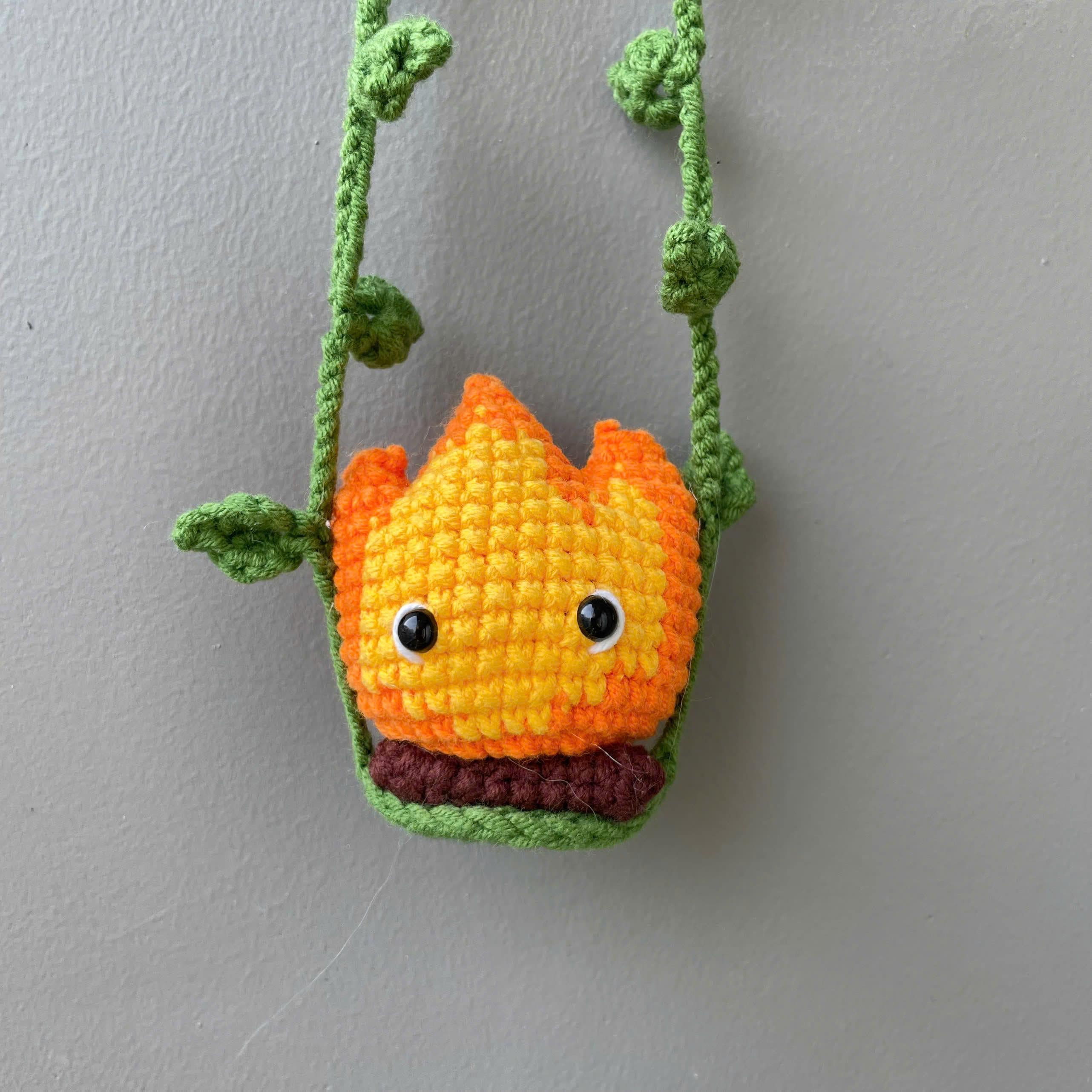 Handmade Crochet Ghibli Calcifer Car Hanging