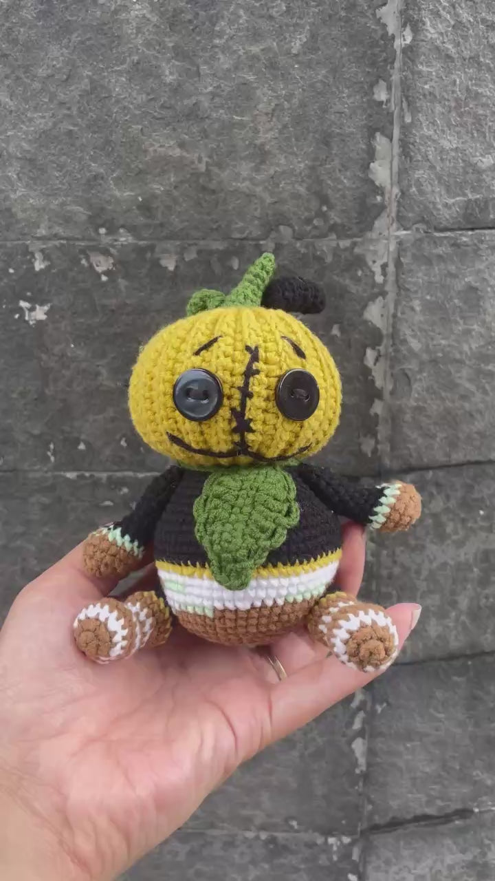 Handmade Crochet Halloween Pumpkin Doll