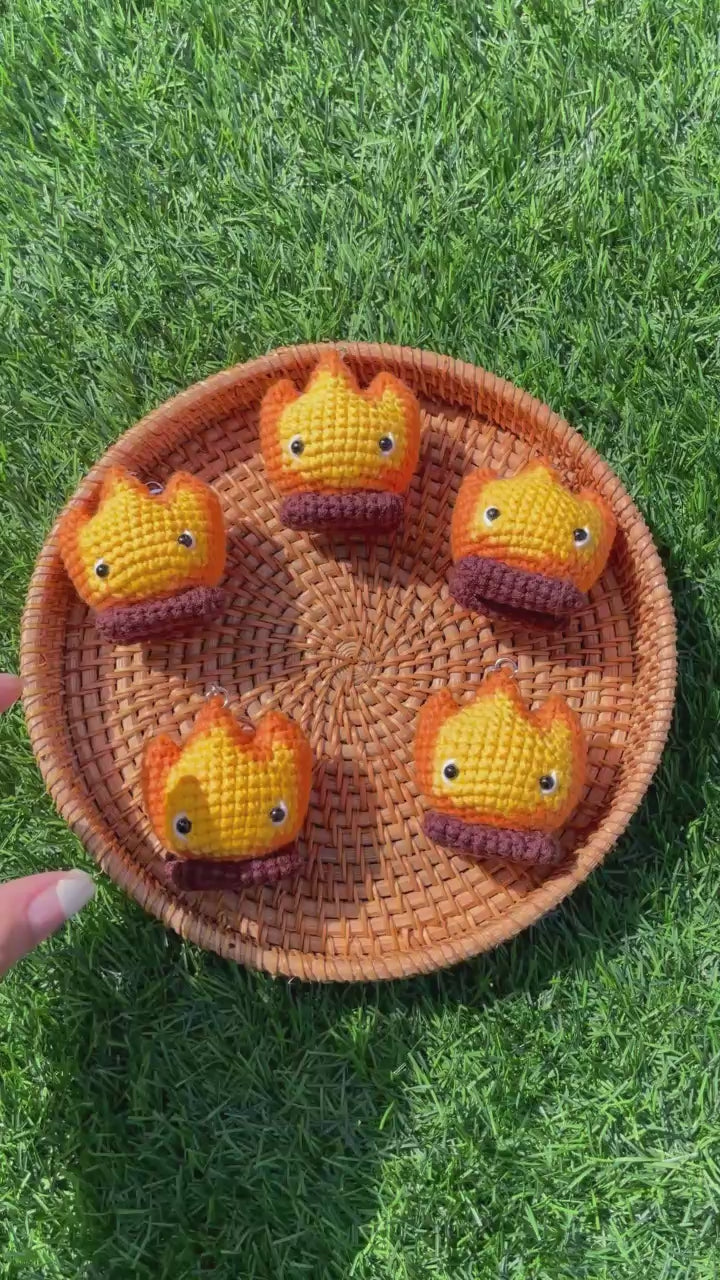 Handmade Crochet Ghibli Calcifer Keychain