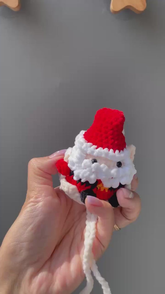 Handmade Crochet Christmas Santa Car Hanging