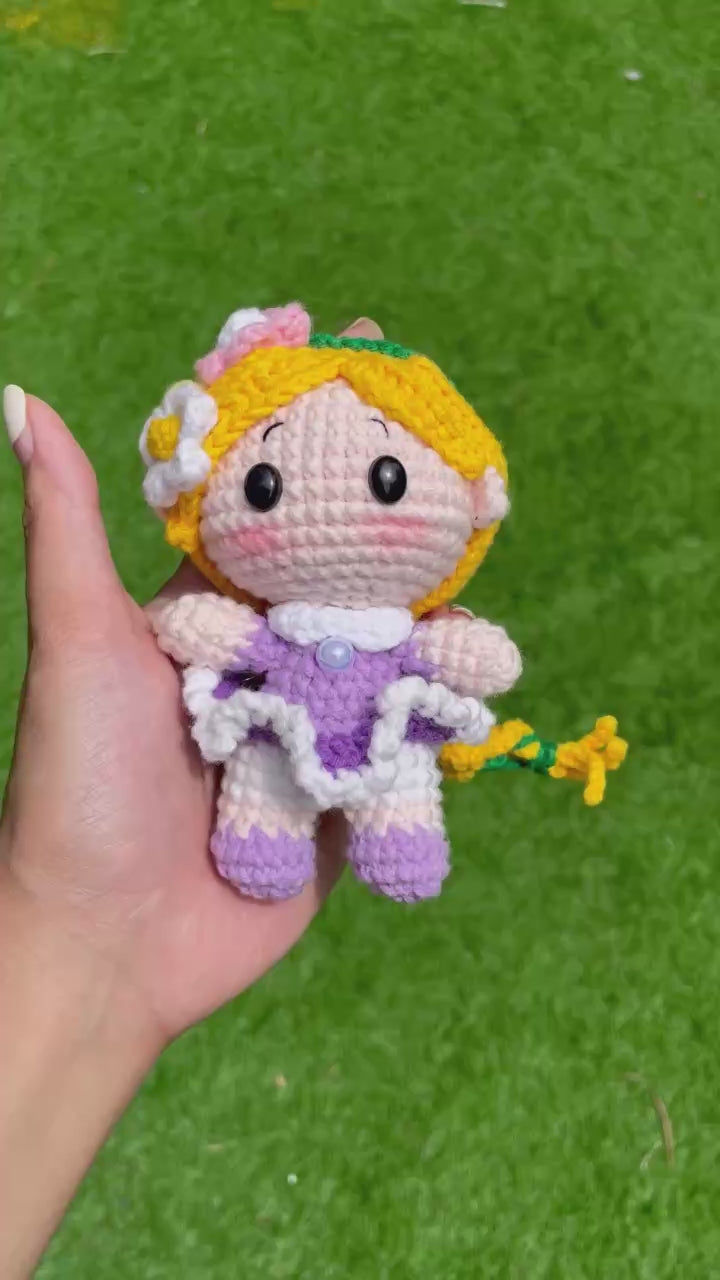Handmade Crochet Rapunzel Princess Keychain