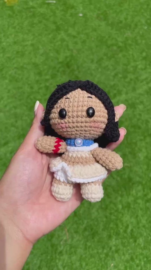 Handmade Crochet Pocahontas Princess Keychain