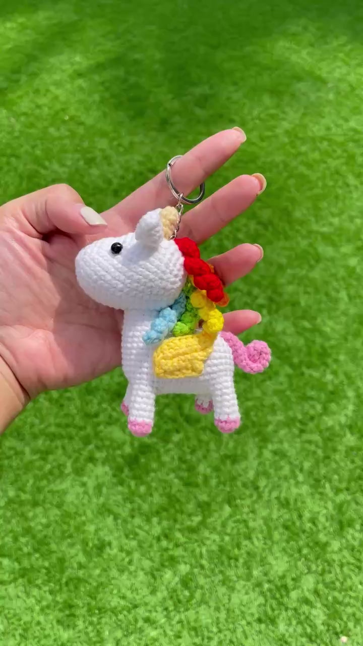Handmade Crochet Unicorn Keychain