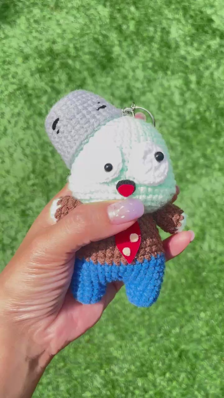 Handmade Crochet Zombie Keychain