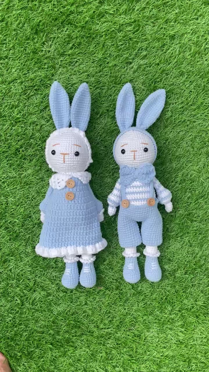 Handmade Crochet Bunny Couple Plushies