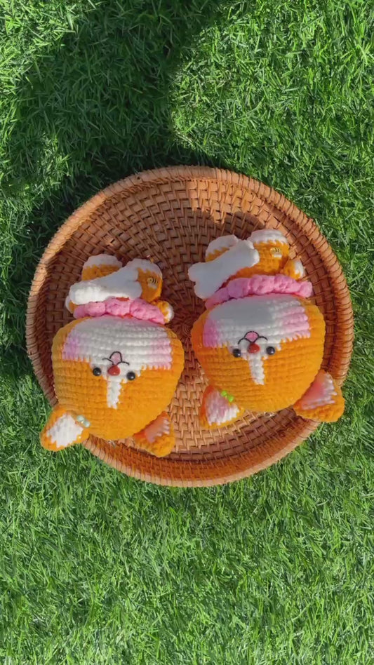 Handmade Crochet Dog Puppy Corgi Keychain