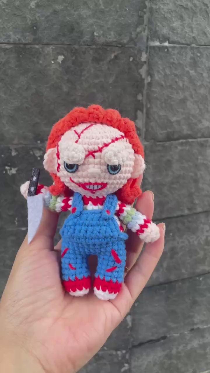 Handmade Crochet Spooky Halloween Chucky Doll