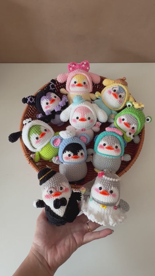 Handmade Crochet Penguin Cosplay Sanrio Keychain