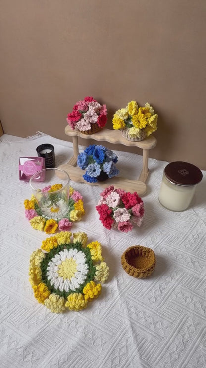 Handmade Crochet Flower Pot Coaster - Lily of the Valley