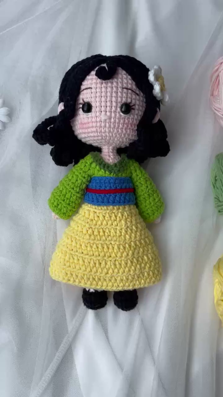 Handmade Crochet Mulan Princess Doll