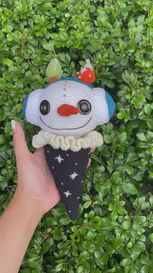 Handmade Crochet Creepy Clown Ice Cream Plush