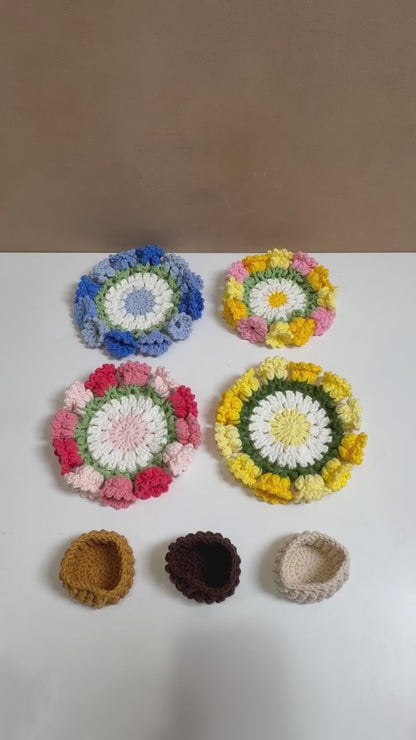 Handmade Crochet Flower Pot Coaster - Lily of the Valley