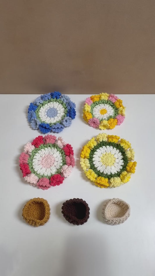 Handmade Crochet Flower Pot Coaster - Lily of the Valley