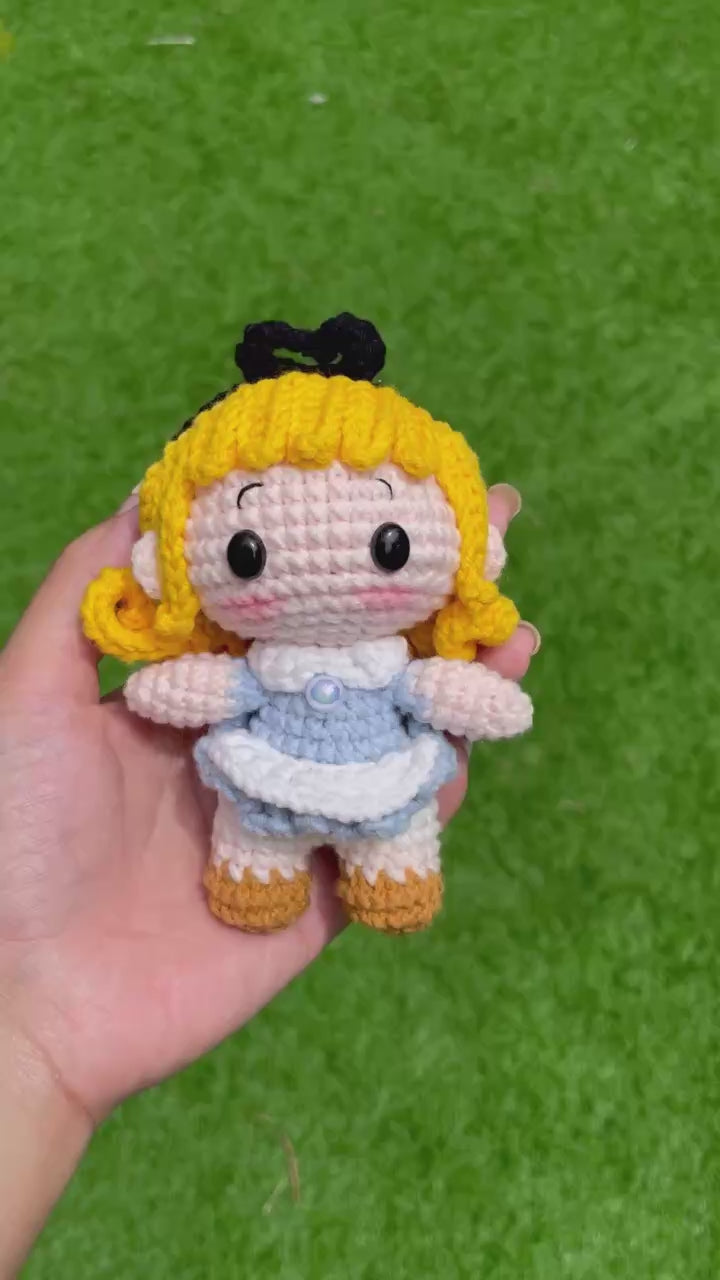 Handmade Crochet Alice in Wonderland Keychain