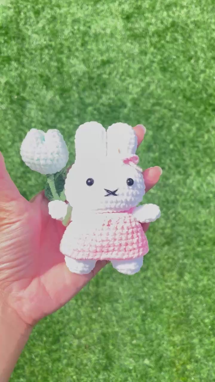 Handmade Crochet Miffy Bunny Keychain
