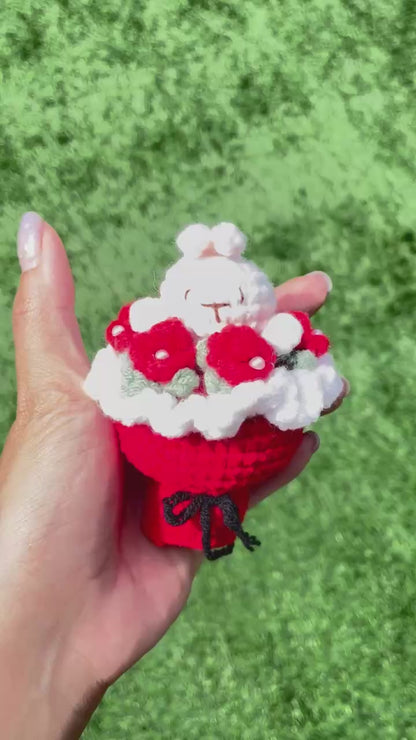 Handmade Crochet Flower Bouquet Keychain