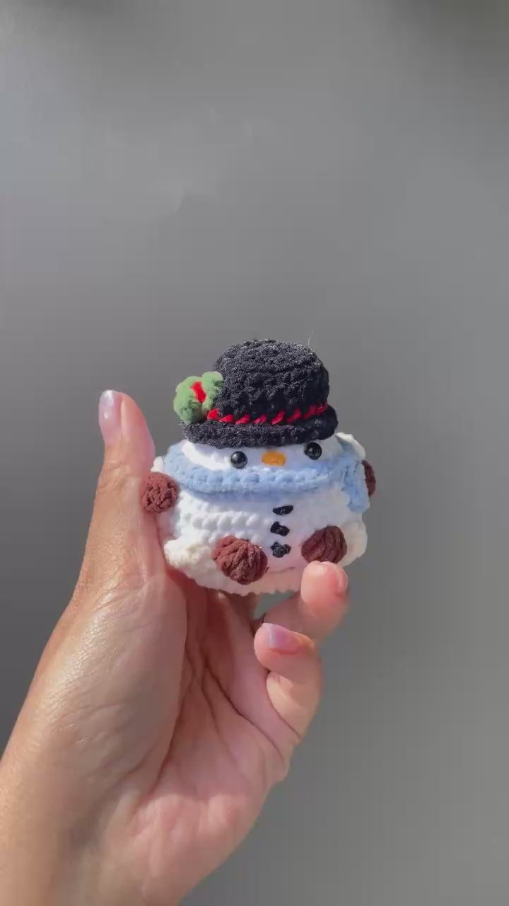 Handmade Crochet Christmas Snowman Car Hanging