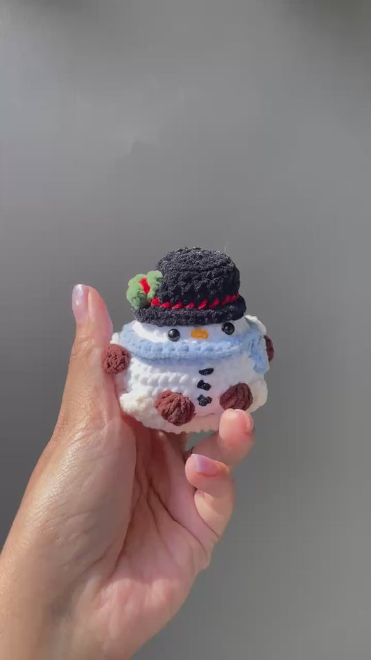 Handmade Crochet Christmas Snowman Car Hanging