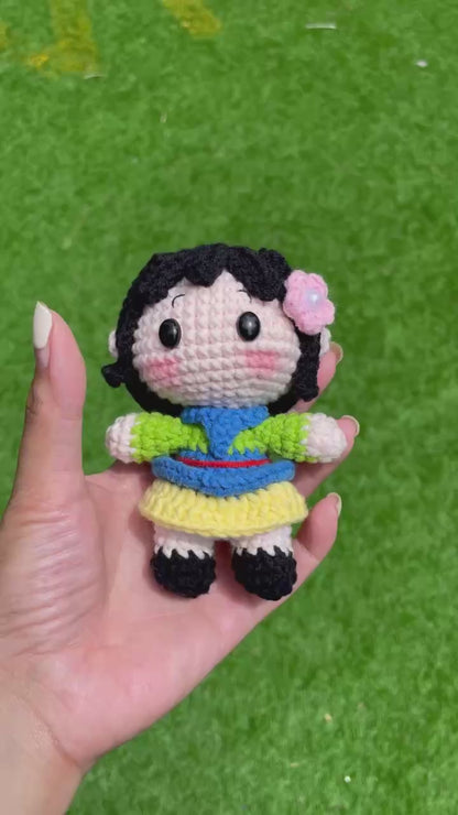 Handmade Crochet Mulan Princess Keychain